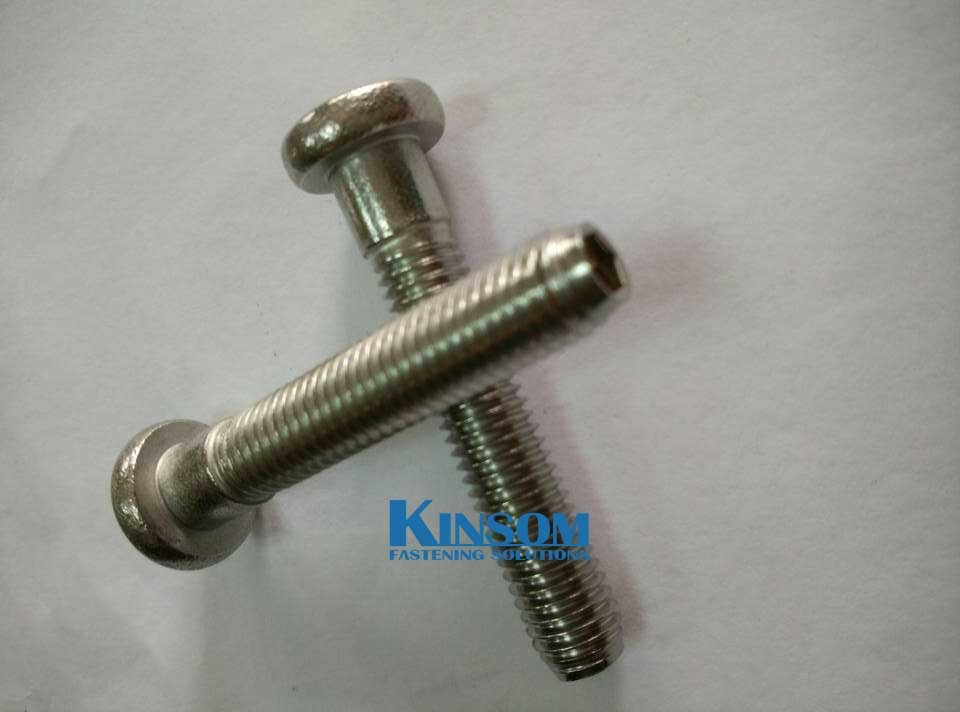 Flat thin head step semi-tubular rivets with external half thread hex ...