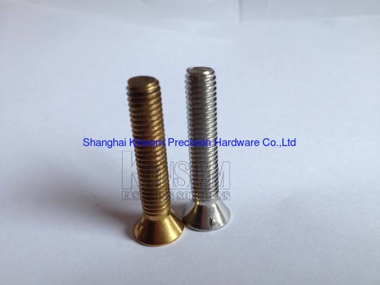 Special countersunk head sus 316 screws with anchor point and yellow zinc plated