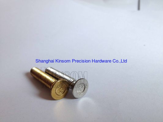 Special countersunk head sus 316 screws with anchor point and yellow zinc plated