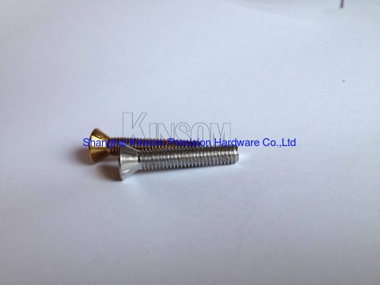 Special countersunk head sus 316 screws with anchor point and yellow zinc plated