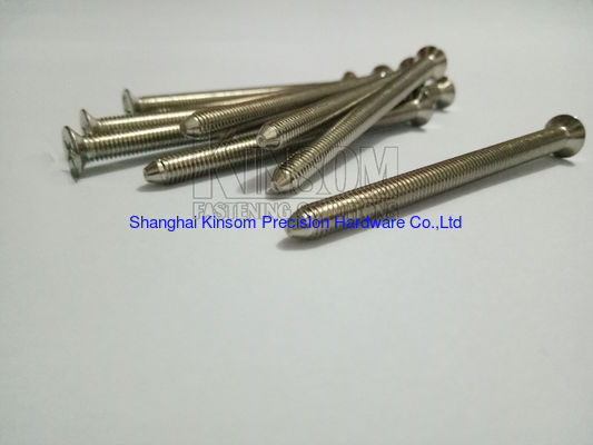 Countersunk phillips head machine screws in beam end 45° angle