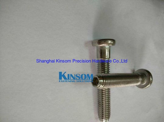 Flat thin head step semi-tubular rivets with external half thread hex waisted shank