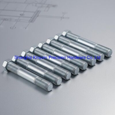 Double thread stud bolt with zinc coating and 8.8 grade 10B21 carbon steel for custom fasteners
