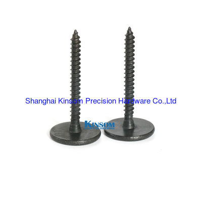 Special self tapping screws with cross recessed phillips big flat head  black zinc nickel coating