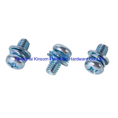 Phillips pan head machine screws with flat split washer 3 parts zinc coating kinsom fasteners