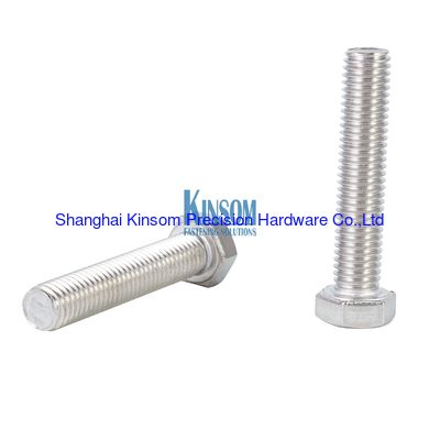 Hex full thread bolt steel fasteners with nickel coating standard or non standard