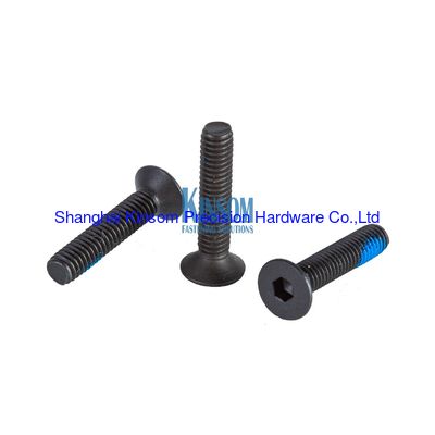 SS 304 countersunk hex head machine screws with blue nylon patch sandblasting blackeing coating